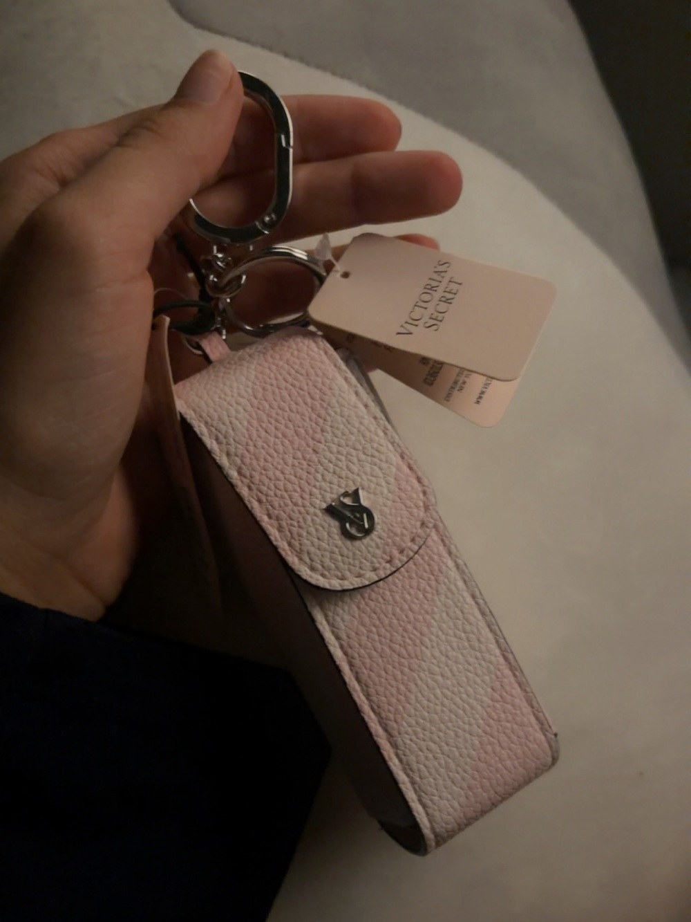Victoria's Secret Pink Leather lipgloss/lipstick holder with Silver Hardware